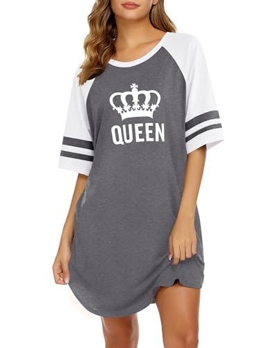 Ekouaer Women's Cotton Color Block Short Sleeve Sleep Shirt: $14.98 Ekouaer Women's Cotton Color Block Short Sleeve Sleep Shirt: $14.98