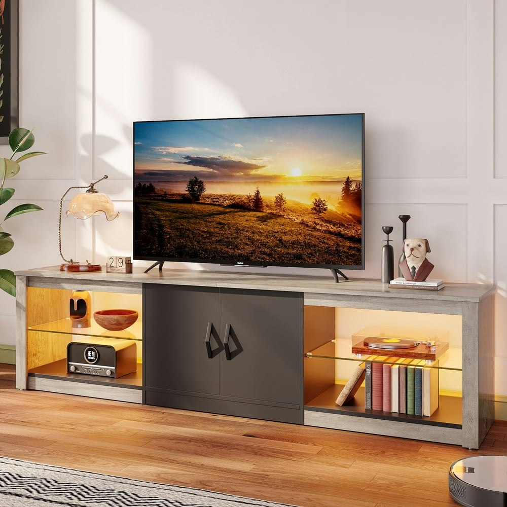Bestier TV Stand for TVs up to 75-Inch with LED Lights: $139.99
