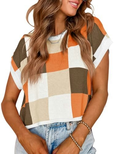 Saodimallsu Women's Cap Sleeve Color Block Knit Crop Top: $18.99 Saodimallsu Women's Cap Sleeve Color Block Knit Crop Top: $18.99