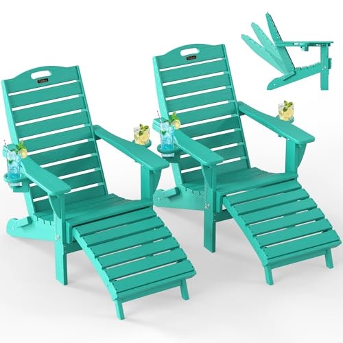 Ciokea 2-Pack Folding Adirondack Chairs with Footrest: $237.99 Ciokea 2-Pack Folding Adirondack Chairs with Footrest: $237.99
