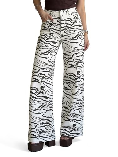 Cicy Bell Women's High-Waisted Wide-Leg Zebra Print Jeans: $37.98 Cicy Bell Women's High-Waisted Wide-Leg Zebra Print Jeans: $37.98