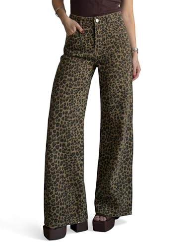 Cicy Bell Women's Wide Leg High Waisted Stretchy Leopard Jeans: $41.98 Cicy Bell Women's Wide Leg High Waisted Stretchy Leopard Jeans: $41.98