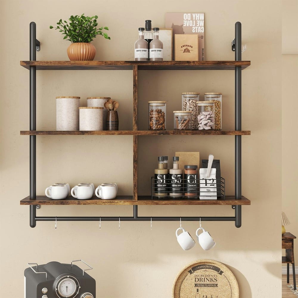 Bestier 41-Inch 3-Tier Industrial Pipe Floating Wall Shelf: $60.99 Bestier 41-Inch 3-Tier Industrial Pipe Floating Wall Shelf: $60.99