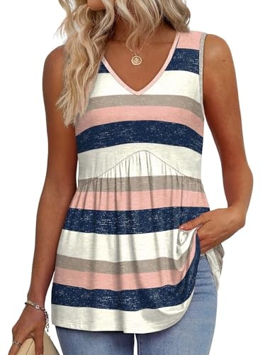 Women's Striped V-Neck Babydoll Tank Top: $12.73 Women's Striped V-Neck Babydoll Tank Top: $12.73