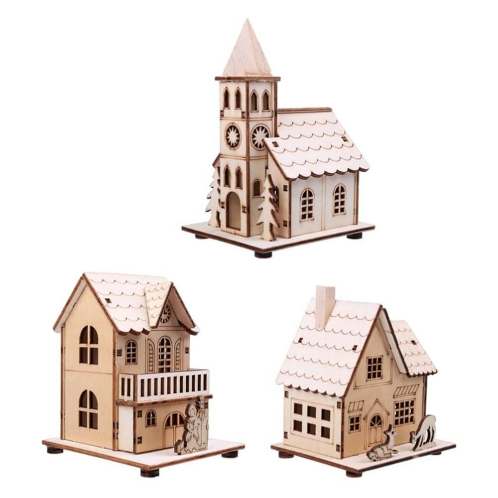 Kamugo LED Wooden Christmas Village Decorations 3-Pack: $13.38 Kamugo LED Wooden Christmas Village Decorations 3-Pack: $13.38