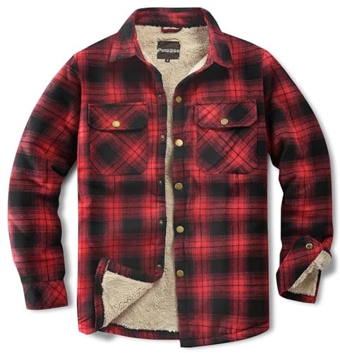 Puwasa Men's Sherpa-Lined Flannel Shirt Jacket: $31.44