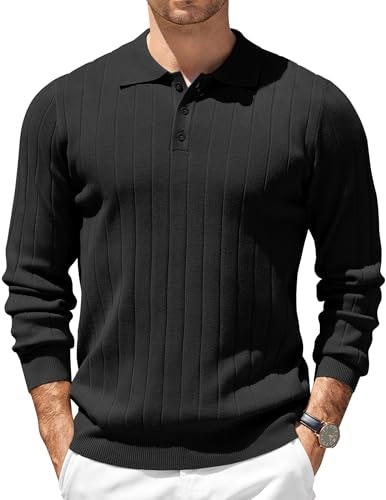 Coofandy Men's Knit Texture Polo Sweater: $26.39