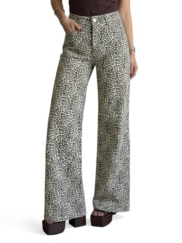 Cicy Bell Women's Wide Leg High Waisted Stretchy Leopard Jeans: $41.98 Cicy Bell Women's Wide Leg High Waisted Stretchy Leopard Jeans: $41.98