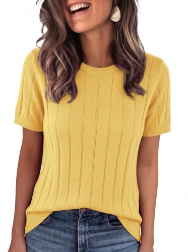 Bellcoco Women's Short Sleeve Wool Blend Knit Top: $12.99