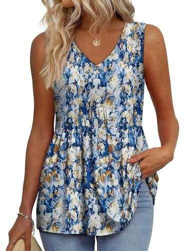 Ofeefan Women's Sleeveless Floral Peplum Tank Top: $9.98