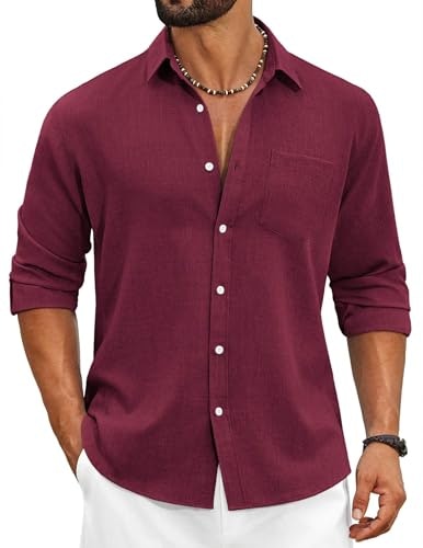 Coofandy Men's Linen Button Down Shirt: $22.99
