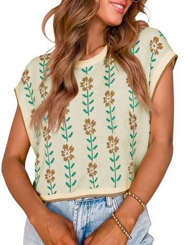 Saodimallsu Women's Cap Sleeve Color Block Knit Crop Top: $15.98