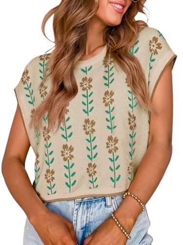 Saodimallsu Women's Cap Sleeve Color Block Knit Crop Top: $17.08
