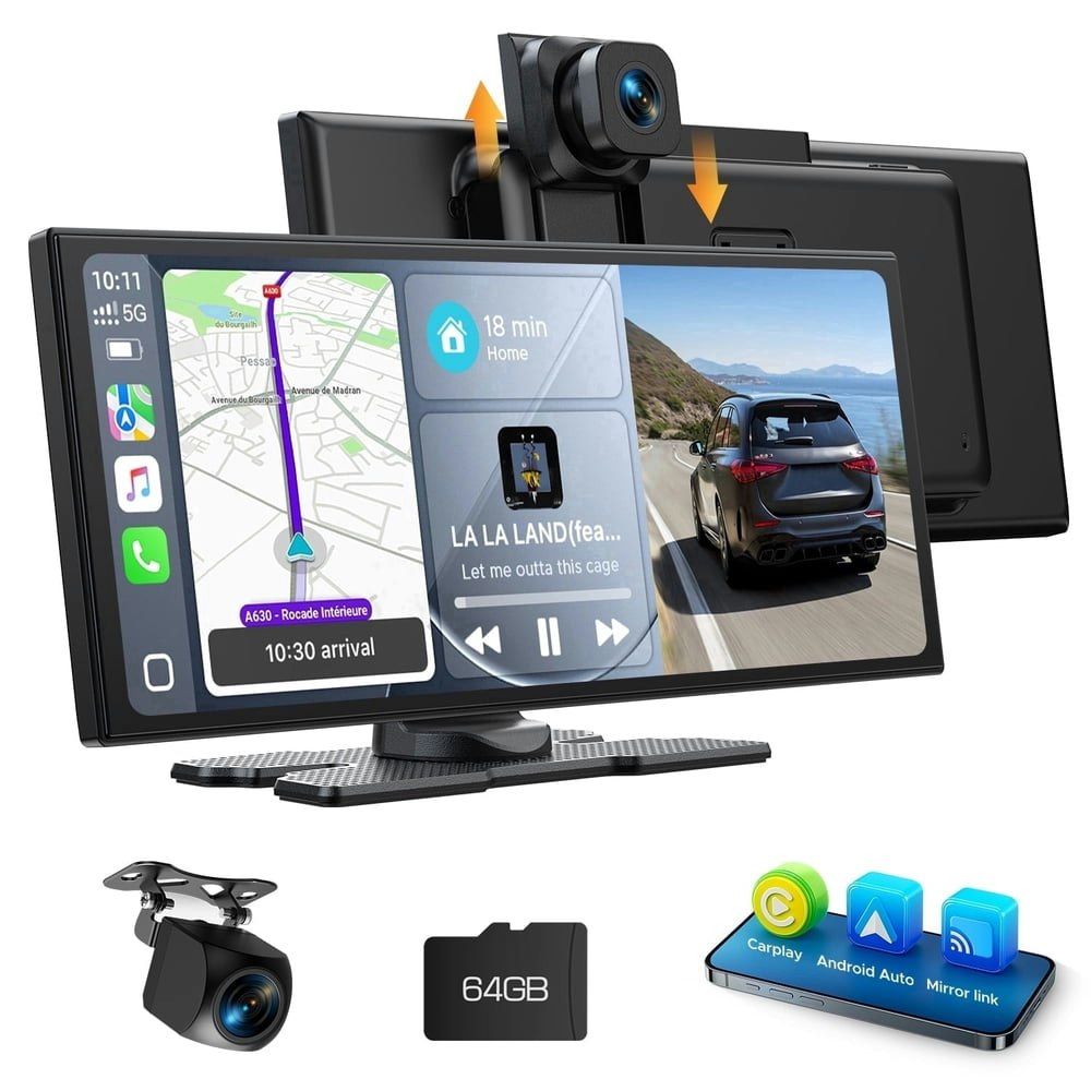 Lamtto 10.25-inch Wireless CarPlay and Android Auto Screen with Dashcam: $109.99 Lamtto 10.25-inch Wireless CarPlay and Android Auto Screen with Dashcam: $109.99