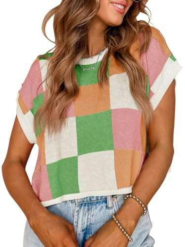 Saodimallsu Women's Cap Sleeve Color Block Knit Crop Top: $12.81 Saodimallsu Women's Cap Sleeve Color Block Knit Crop Top: $12.81