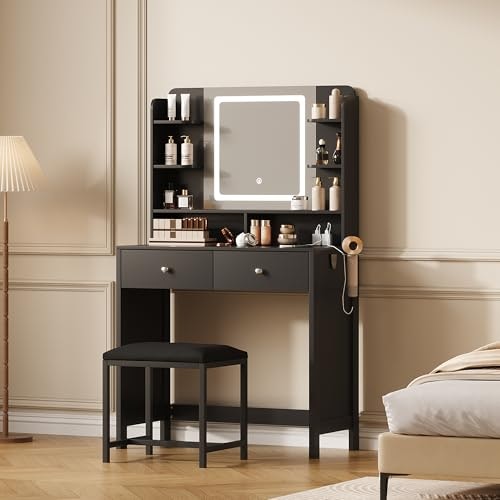 Elurevia Vanity Desk with Lighted Mirror and Stool: $118.99 Elurevia Vanity Desk with Lighted Mirror and Stool: $118.99