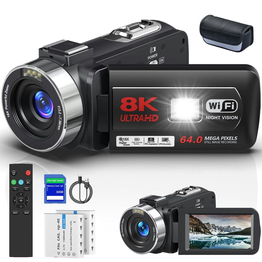 Marvue 64MP 8K Vlogging Camcorder 32GB SD Card: $99.99 Marvue 64MP 8K Vlogging Camcorder 32GB SD Card: $99.99