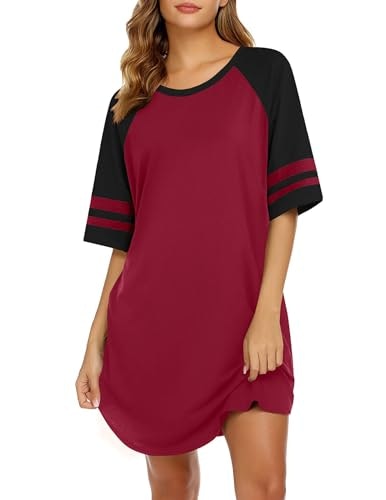 Ekouaer Women's Cotton Color Block Short Sleeve Sleep Shirt: $14.45 Ekouaer Women's Cotton Color Block Short Sleeve Sleep Shirt: $14.45