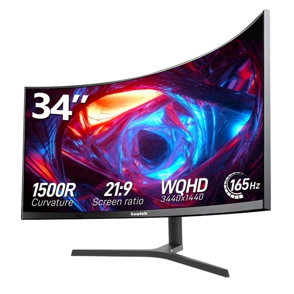 Gawfolk 34" Ultrawide 1440p LED Curved Monitor: $185.24