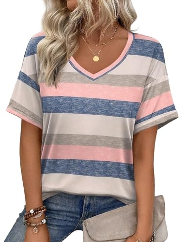 Zeagoo Women's V-Neck Short Sleeve Casual Shirt: $7.99 Zeagoo Women's V-Neck Short Sleeve Casual Shirt: $7.99