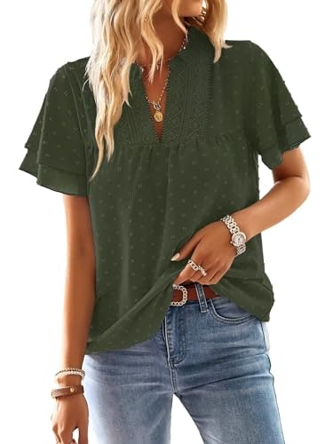 Falechay Women's V-Neck Short Sleeve Plus Size Top: $24.78
