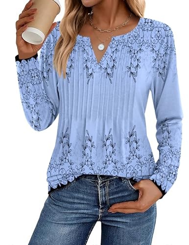 Zeagoo Women's V-Neck Long Sleeve Pleated Tunic Blouse: $9.98