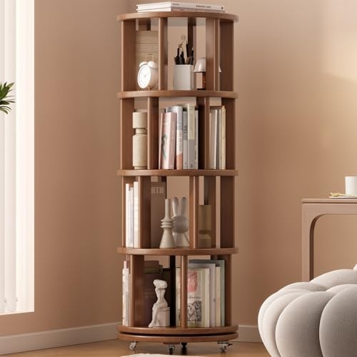 Muwuele 4-Tier Rotating Wood Bookshelf: $152.98 Muwuele 4-Tier Rotating Wood Bookshelf: $152.98