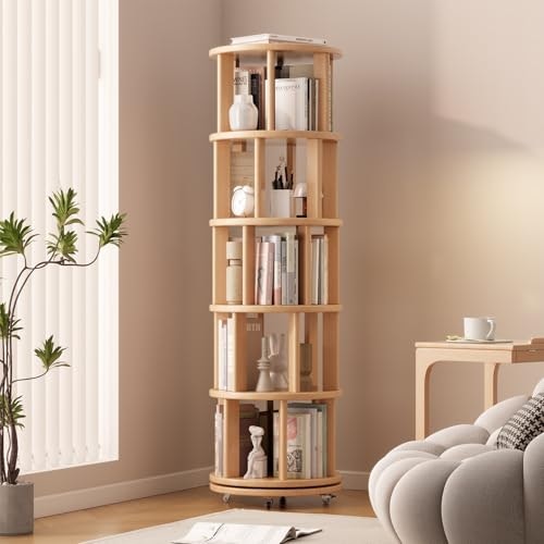 Muwuele 5-Tier Rotating Solid Wood Bookshelf: $169.98 Muwuele 5-Tier Rotating Solid Wood Bookshelf: $169.98
