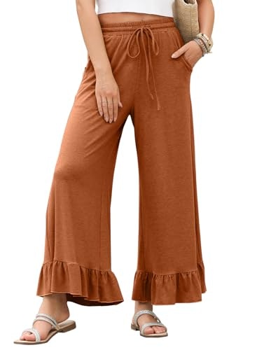 Evaless Women's Wide Leg Ruffle Hem Palazzo Pants: $24.98
