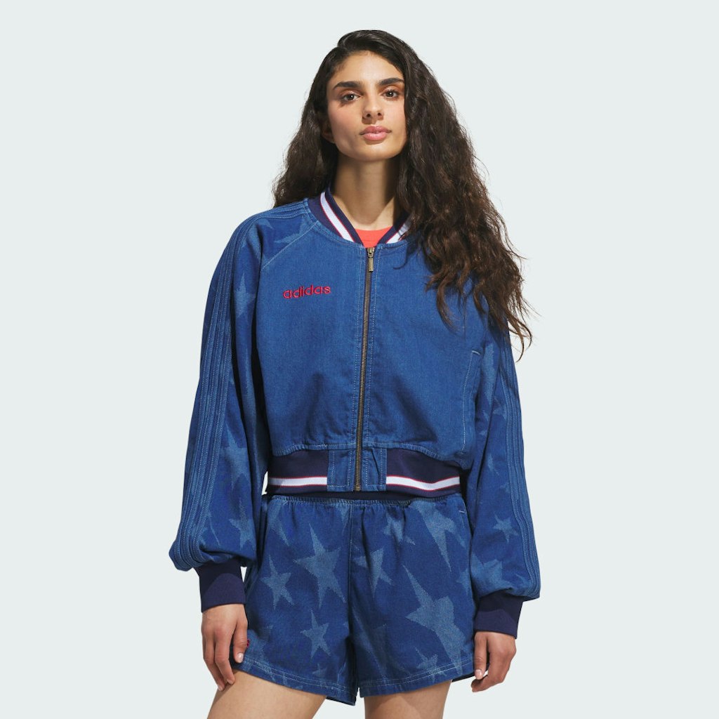 SST Denim Graphic Varsity Bomber Jacket: $65 SST Denim Graphic Varsity Bomber Jacket: $65