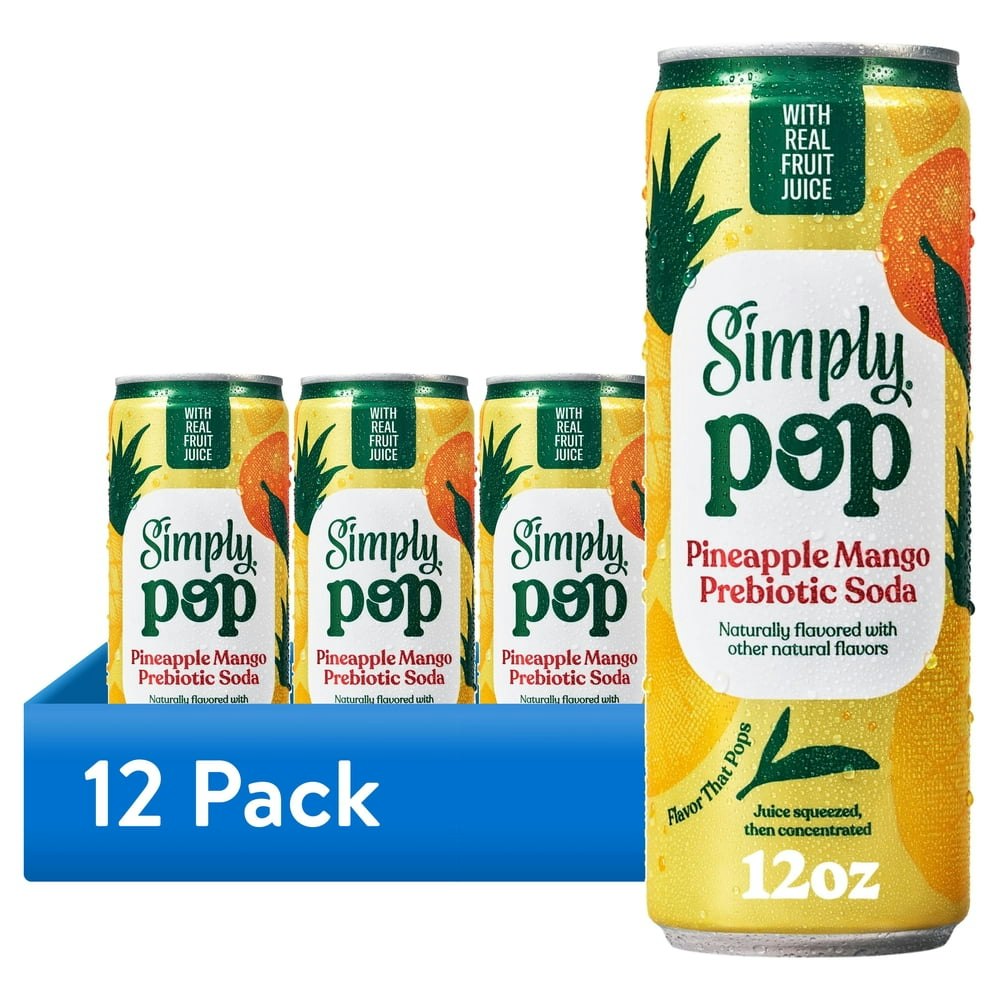 Simply Pop Pineapple Mango Prebiotic Soda 12-Pack: $16.09