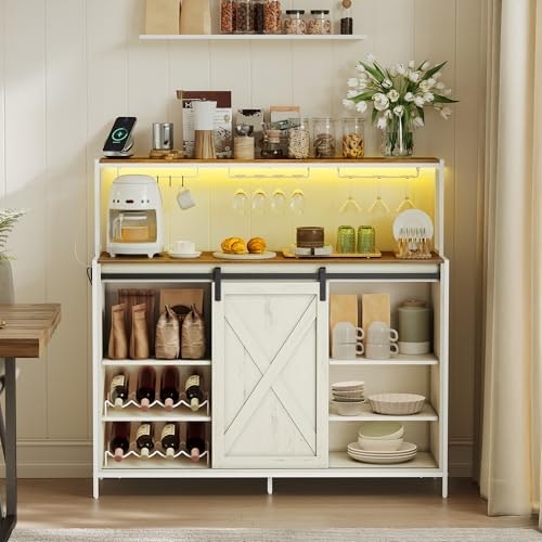 Vasagle Coffee Bar Buffet Cabinet with LED Light and Power Outlet: $149.98