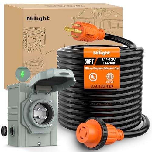 Nilight 30A 50-Foot Generator Extension Cord and Power Inlet Box: $124.40 Nilight 30A 50-Foot Generator Extension Cord and Power Inlet Box: $124.40