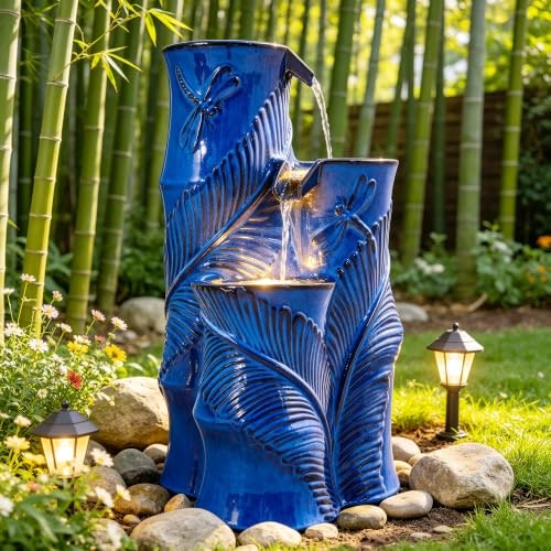Autodaya 25-Inch Tropical Ceramic Outdoor Waterfall Fountain: $170.99 Autodaya 25-Inch Tropical Ceramic Outdoor Waterfall Fountain: $170.99