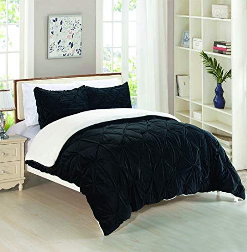 Elegant Comfort Full/Queen 3-Piece Pintuck Reversible Sherpa Comforter Set: $35 Elegant Comfort Full/Queen 3-Piece Pintuck Reversible Sherpa Comforter Set: $35