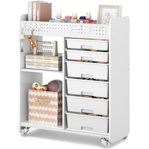 Rolling Craft Cart with 6 Drawers and Pegboard: $94.49 Rolling Craft Cart with 6 Drawers and Pegboard: $94.49
