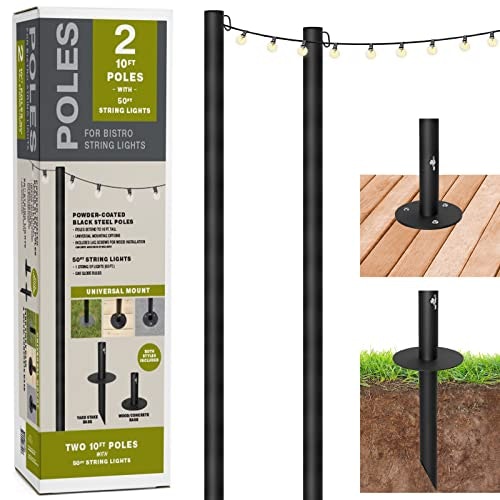 Excello 10-Foot String Light Poles and 50-Foot G40 LED String Lights 2-Pack: $119.95 Excello 10-Foot String Light Poles and 50-Foot G40 LED String Lights 2-Pack: $119.95