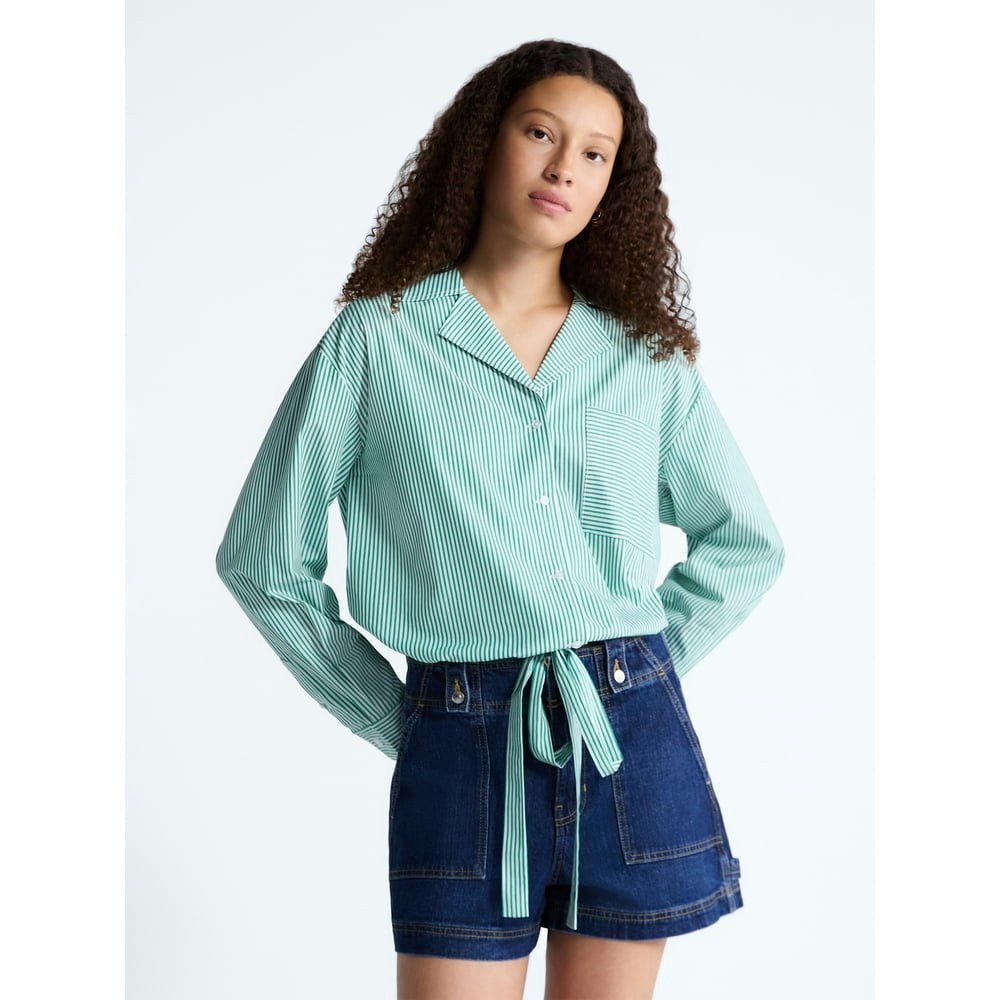 Free Assembly Women's Cotton Poplin Tie Waist Long Sleeve Shirt: $14.13 Free Assembly Women's Cotton Poplin Tie Waist Long Sleeve Shirt: $14.13