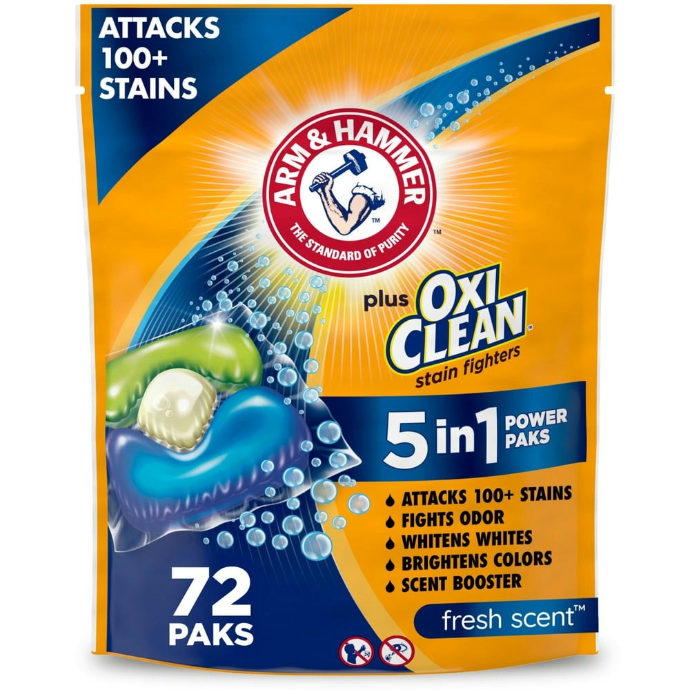 Arm & Hammer Plus OxiClean 5-in-1 Laundry Detergent Power Paks 72-Count: $14.37 Arm & Hammer Plus OxiClean 5-in-1 Laundry Detergent Power Paks 72-Count: $14.37