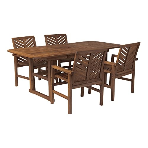 Walker Edison 5-Piece Outdoor Wood Chevron Dining Set: $575.99