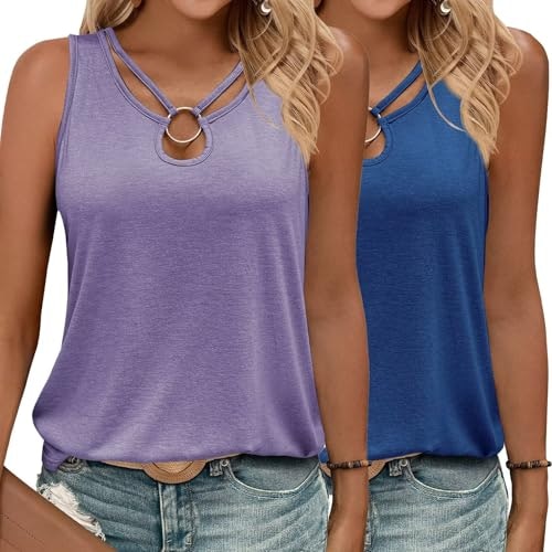Kilisu Women's Cut Out Keyhole Tank Tops 2-Pack: $16.99