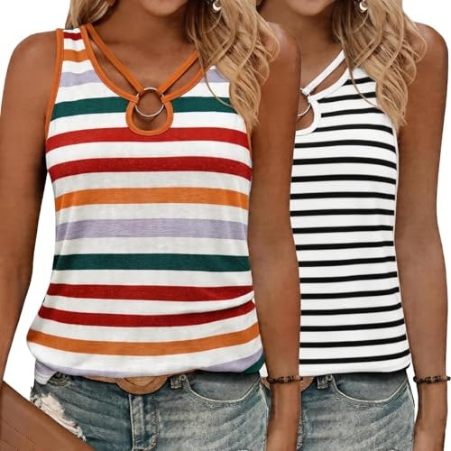 Kilisu Women's Cut Out Ring Keyhole Tank Top 2-Pack: $16.99