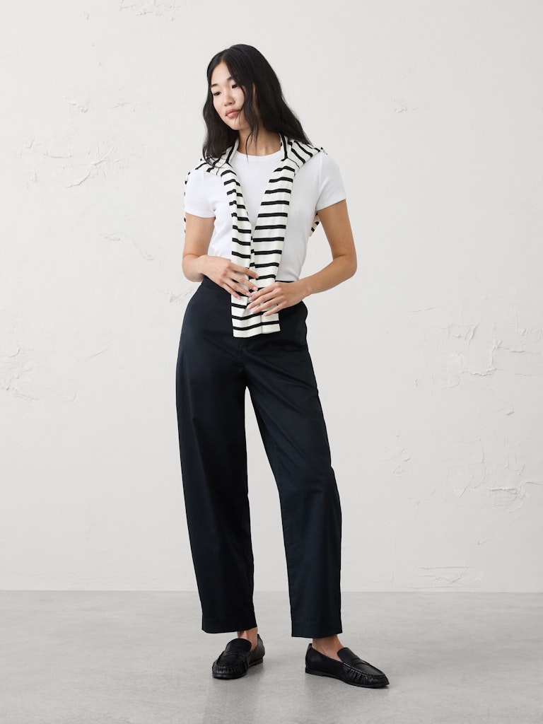 Barrel-Leg High-Rise Twill Utility Pant: $45