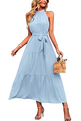 Prettygarden Women's Sleeveless Halter Maxi Dress: $39.98 Prettygarden Women's Sleeveless Halter Maxi Dress: $39.98