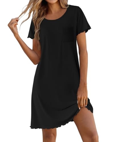 Ekouaer Bamboo Viscose Women's Short Sleeve Sleep Shirt: $12.98 Ekouaer Bamboo Viscose Women's Short Sleeve Sleep Shirt: $12.98