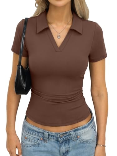 Eachyes Women's Short Sleeve Polo Shirt: $14.99 Eachyes Women's Short Sleeve Polo Shirt: $14.99