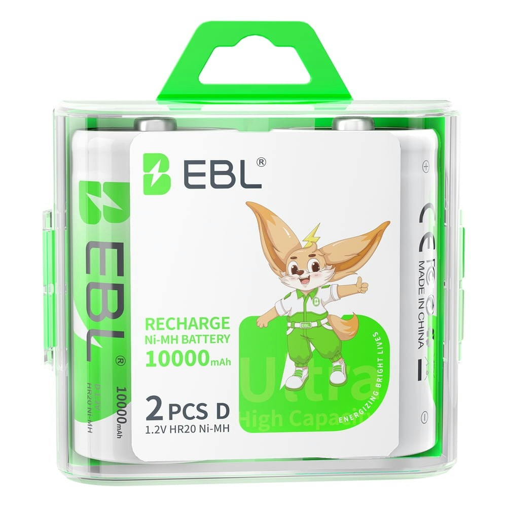 EBL D-Cell 1.2V Rechargeable Batteries 2-Pack: $15.99