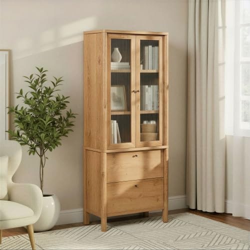 Walker Edison Penelope 30-Inch Fluted Glass Bookshelf Cabinet: $288.35 Walker Edison Penelope 30-Inch Fluted Glass Bookshelf Cabinet: $288.35