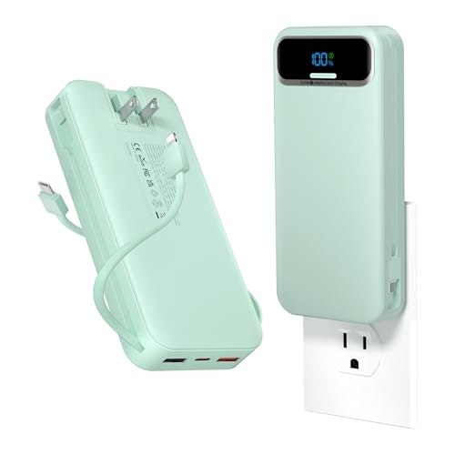 Aonidi 20,000mAh Portable Charger with Built-in Cables and AC Wall Plug: $39.98