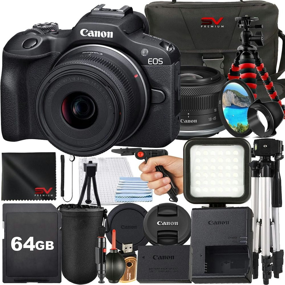 Canon EOS R100 Mirrorless Camera with 18-45mm Lens and Accessory Bundle: $559.99 Canon EOS R100 Mirrorless Camera with 18-45mm Lens and Accessory Bundle: $559.99